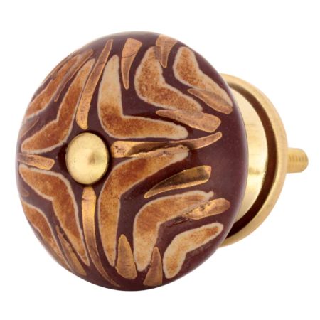 Cherry Wave Etched Ceramic Cabinet Knobs